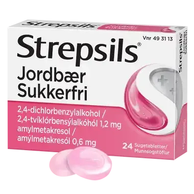 STREPSILS JORDBAER SUKKERFRI SUGETABLETTER