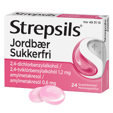 STREPSILS JORDBÆR SUKKERFRI SUGETABLETTER